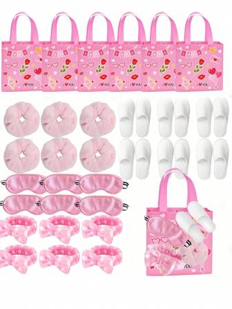20/5pcs Spa Party Set, Including Eye Mask, Bow Headband, Hair Band, Disposable Slippers And Gift Bag, Perfect For Women's Pajama Party, Spa Event, Wedding, Bachelorette Party, Birthday, Bridal Shower Gift, Guest Gift, Event And Party Supplies,Bridesmaid Gifts,Holiday Essentials,Wedding Gifts,Teacher Gifts,Hen Party,Wedding Gifts,Christmas,Teacher Appreciation Gift