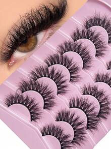 7 Pairs Voluminous Curly Black Coils False Eyelashes With Invisible Eyeliner Design, Thick And Glamorous Look, Beginner-Friendly, Reusable, Highly Attractive - Black - View 2