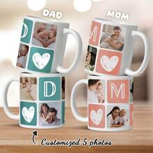 One Piece 11oz Custom Dad/Mom Photo Mugs, Mugs With Different Color, Custom Gift Collage Sentimental Keepsake Ceramic, Father/Mother Birthday Present Customizable Text Coffee Cup, Funny Boyfriend Gift, Personalized Photo Mug - Multicolor - View 3