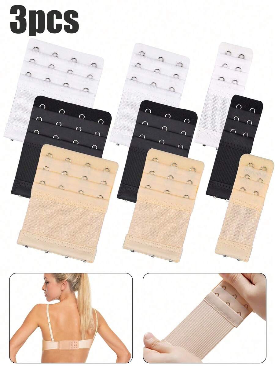 3 件套女士胸罩延长带 2 钩/3 钩/4 钩胸罩延长带，柔软弹力背部胸罩延长带，胸罩延长带，女士内衣胸罩带扣