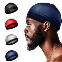 Durag de seda para hombre con banda elástica - Pañuelo de cabeza de unicolor de moda para comodidad casual, deportes y actividades al aire libre. Pañuelo de estilo pirata transpirable y suave para uso unisex