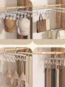 1pc Multi-Functional Rotating Clothes Hanger With Multiple Hooks For Tie And Scarf, Space Saving Clothes Hanging Rack For Closet