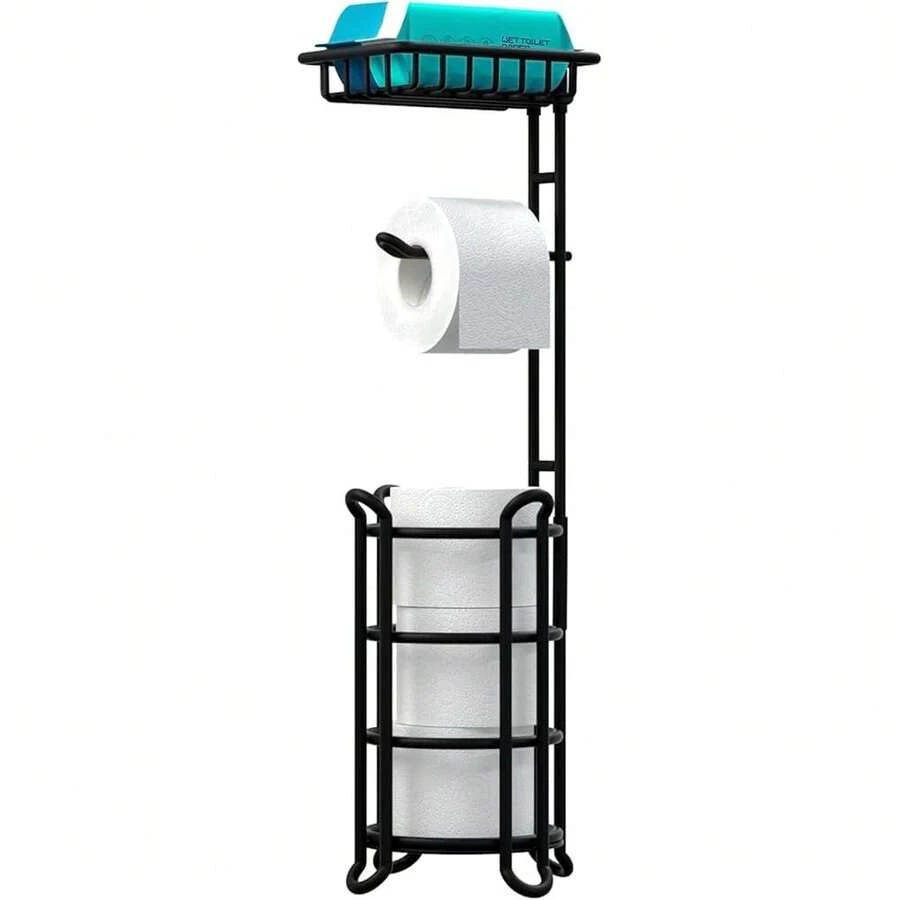 New  Toilet Paper Holder Stand Tissue Paper Roll Dispenser  Shelf For Bathroom Storage Holds Rerve Mega Rolls-Matte Black - B-霧面黑 24 - 查看 1