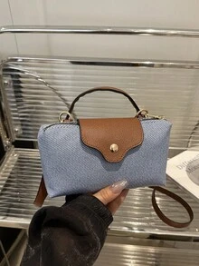 New Colorblock Mini Patchwork Shoulder Bag, Casual Crossbody Bag, Compact & Stylish Handbag - Blue - View 10