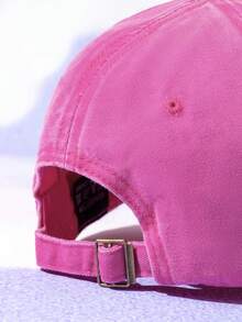 Unisex Embroidered 'THICK THIGHSxTHIN PATIENCE' Washed Baseball Cap, Outdoor Adjustable Leisure Hat - Hot Pink - View 3