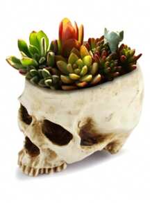 1 Stück abstrakte Schädel Blumentopf, kreative Horror Skulptur Blumenvase, individuelle Vase, Schädel Kunst Harz Vase Tischdekoration Zuhause, Wohnzimmer Deko Geschenk Vase, Halloween Zimmer Gothic Dekoration, Blumenvase, Blumentopf, Tischmittelpunkt, Pflanztopf, Blumenvasen