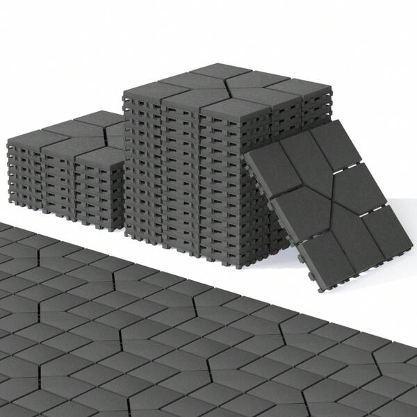 Plastic Interlocking Deck Tiles,44 Pack Patio Deck Tiles,12"X12" Square Waterproof Outdoor All Weather Use, Patio Decking Tiles For Poolside Balcony Backyard, Grey