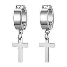 1 Pair Of Men's Personalized Cross Pendants Without Ear Holes, Fake Earrings, Ear Clips