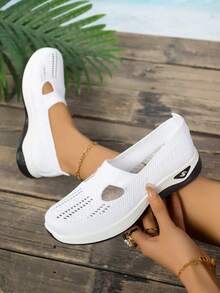 Zapatillas de moda transpirables, zapatos de trabajo cómodos y casuales, zapatos ortopédicos antideslizantes para mujeres - Blanco - Ver 3
