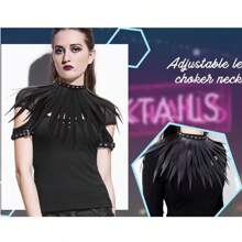 1pc PU Leather Long Fringe Choker Neck Strap