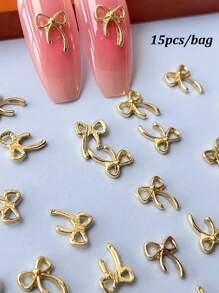 15pcs Nail Water Drills With Golden Hollow Butterfly Nail Stickers, Simple And Beautiful Butterfly Design Decoration, Y2K Golden Star Nail Art, 3D Elegant DIY Ladies' Long/Short Red Nail Decoration, Water Drill Fake Nail Decoration, Nail Set, Nail Gems, Nail Pendants, Nail Use