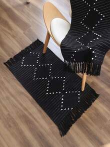 1PCSNordic Cut-Out Carpet For Home Use, Cut-Out Carpet For Living Room, Bedroom, Bed Side, Long Strip, Floor Mat, Wholesale - White - View 9