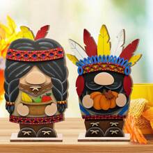 1/2/240Set 2D Flat Fall Gnome Wooden Tabletop Decor,Rustic Pumpkin Harvest Desk Decor Sign For Farmhouse Thanksgiving Autumn Theme Party Kitchen Decor