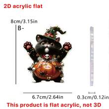 1pc/2pcs Halloween Creative 2D Acrylic Witch Pumpkin Dress Up Cat Decoration Decorations Home Decoration Room Decoration Perfect Halloween Bag Key Car Rearview Mirror Decorations Ideal Family & Friends Holiday Gifts Holiday Atmosphere Decorations.
