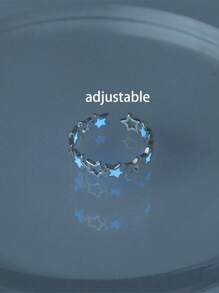 2 piezas Anillos ajustables con estrella luminosa en la oscuridad, anillos con estrella de cinco puntas luminosos, anillos significativos para usar con familia y amigos