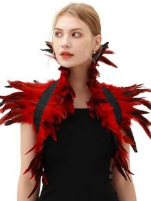1 件女士羽毛项圈、乌鸦羽毛披肩、万圣节天鹅湖女巫服装配饰万圣节配饰 - 多色 - 查看 3