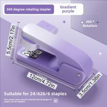 1 pieza/3000 piezas Grapadora ligera y ergonómica, giratoria 360°, visualmente atractiva, colores brillantes, manual, estructura de hierro, fácil de grapar, adecuada para estudiantes y oficina, puede grapar hasta 25 páginas, temporada de regreso a clases