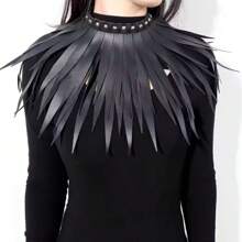 1pc PU Leather Long Fringe Choker Neck Strap