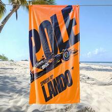 1pc Lightweight Fast-Drying Polyester Blend F1 Spanish Grand Prix POLE LANDO Printed Beach Towel - 260 G/Sqm, Modern Style Rectangle, Ideal For Travel And Pool Use, F1 Theme Pool Accessory Beach Essentials - Orange - View 5