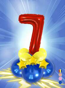 12 Stücke/Set rote große Zahlen 0-9 Ballons, Stern Ballons, Geburtstags Deko Ballons, blaues und gelbes Ballonset, geeignet für Geburtstag, Party Deko, Jahrestag, Abschluss, Vatertag Deko Geschenke