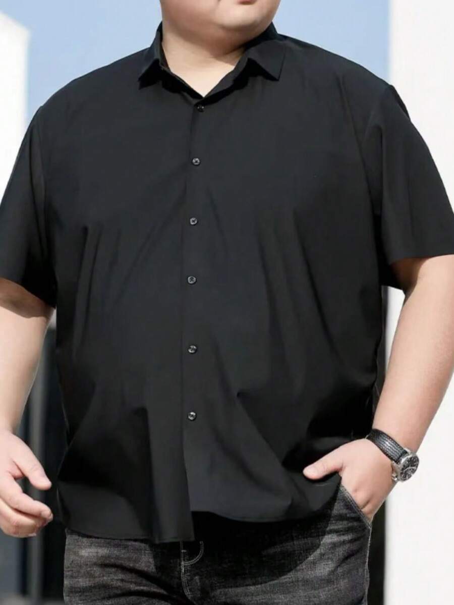 MALE SOCIAL SHIRT PLUS SIZE BLACK/WHITE VISCOLIHO G1 G2 G3 - Black - View 1