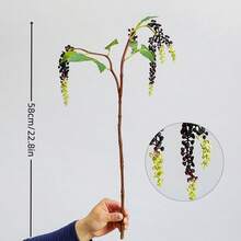1/2/3 件人造绿植带浆果茎植物，假蕨类植物可用于 DIY 花墙、场景布置、客厅和卧室花瓶插花、婚礼、派对、家居装饰、书桌装饰。秋季和春季叶收、家居装饰、餐桌装饰、农舍装饰、户外抗紫外线假花仿真植物，可用于悬挂花园、门廊、窗台、户外装饰 - 黑色 - 查看 2