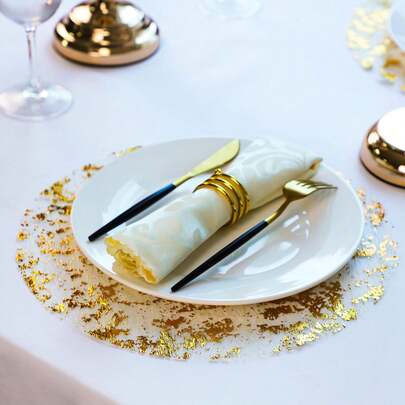 1 Set individual desechable de manteles de aluminio, 12 piezas de manteles desechables para cenas, bodas, fiestas de cumpleaños, cocina, restaurante, decoración de San Valentín y Navidad
