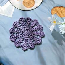 2/7 Peças Sousplats Redondos Coloridos Tecidos, Individuais de Crochê Feitas à Mão, Porta-Copos de Renda Vazada à Prova de Calor, Crochetados com 13 cm, Protetor de Copo/Garrafa para Decoração de Mesas de Festas, Feriados e Casamentos