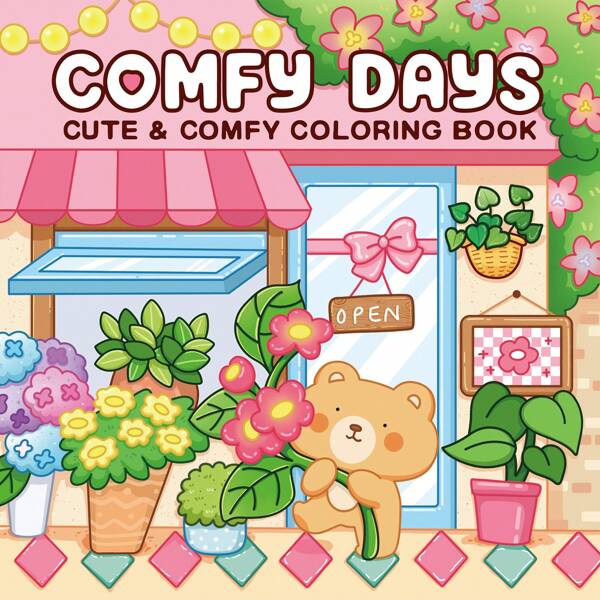1 pieza Librería de osito: Libro para colorear lindo con diseño fácil y sencillo para relajarse, libro de colorear lindo y acogedor para desestresarse, perfecto para relajarse, matar el tiempo o como regalo para amigos, parejas y familiares
