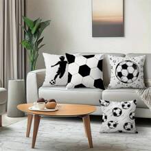 1 Peça Capa de Almofada Decorativa com Tema de Futebol, 45cm x 45cm - Veludo Pêssego Macio Poliéster, com Zíper, Lavável em Máquina, Adequado para Decoração Doméstica e de Escritório
