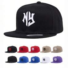 1pc Unisex NY Letter Embroidered Baseball Cap, Baseball Game Fits,Basketball,Fall Fits,Sports Style,90's Outfit,Bright Colors,Snapback,Fashionable Adjustable Sun Protection Hat For Outdoor Activities, Beach Parties Casual