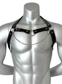 Cadena corporal negro ajustable para hombres, accesorio de estilo punk rock diario, decoración para atuendos de fiesta y festival