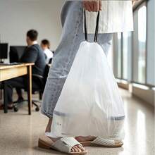 5-Roll 75pcs Thick Portable Garbage Bag Drawstring Closure, Suitable For Use In Homes And Offices, Kitchens, Bathrooms, Bedrooms, Living Rooms, And Toilets. Multi Functional Thickened Disposable Heavy-Duty Drawstring, High-Quality Cleaning Supplies,Trash Bags