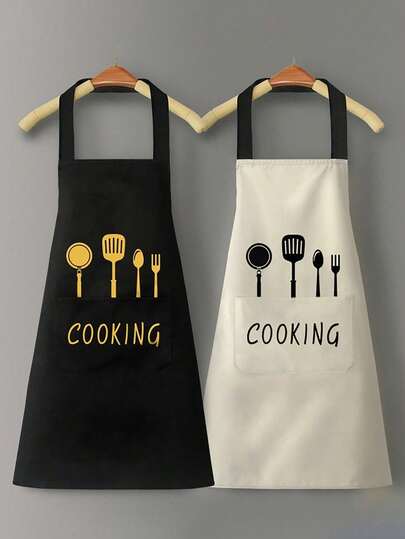 1pc Adjustable Waterproof & Oil-Resistant Apron With Pockets, Suitable For Chefs, Gardeners, Bakers, Florists, Painters, Baristas, Uniforms, Kitchen Supplies [Styles May Vary Due To Different Production Batches]