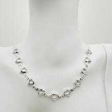 Women's Colorful Heart Necklace + Bracelet And Earrings Set In 925 Silver Plated - White - View 4