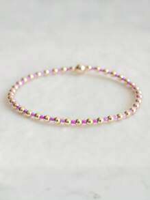 1 pieza Pulsera elástica de moda, estilo bohemio con cuentas de vidrio multicolor, hebra de cuentas de metal enchapado en cobre, pulsera apilable, adecuada para uso diario de mujeres y como regalo