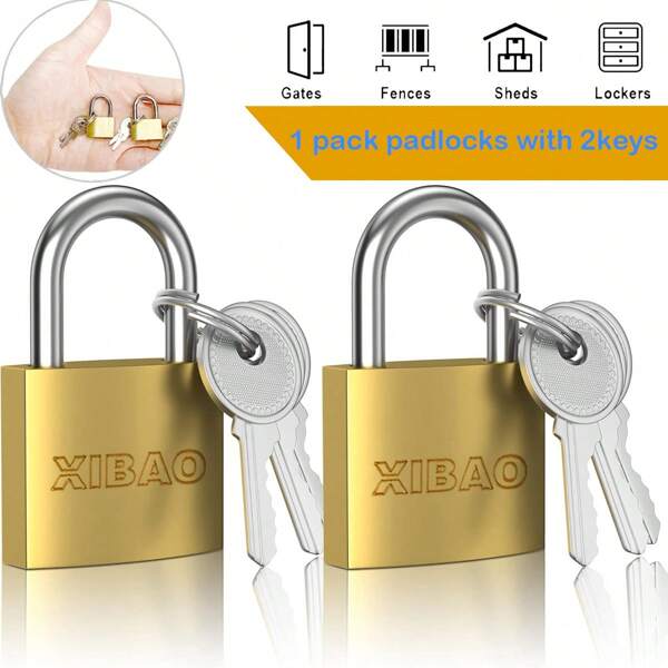 Home Use Imitation Copper Padlock, Multi-Function Anti-Theft Padlock With 2 Keys, Suitable For Key-Controlled Doors, Gym Lockers, Buckles, Tool Boxes, Backpacks