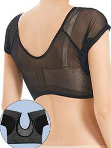 1 Solid Color Underarm Sweat Pad Vest, Washable And Reusable Mesh Breathable Quick Drying Anti Sweat Short Sleeved Women(L) Summer Cooling,Beach,Travel