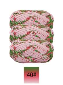 3 pièces Ruban de satin en polyester, environ 300g, mélange multicolore de fil doux en tissu - pour pantoufles au crochet DIY, sacs, panier de rangement (design d'emballage assorti)