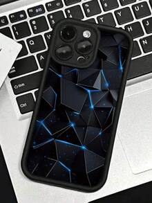 1 Stück modische, personalisierte, technologisches Muster grafisches Design, schwarze, perforierte, stoßfeste, abriebfeste, antifinger-abdruckfeste Vollschutz-Handyhülle kompatibel mit iPhone 16promax/16/16pro/16plus/15/15promax/15pro/11/12/13/14promax/11pro/11promax/12pro/12promax/13pro/13promax/14pro/14promax, hochwertiges kreatives Design