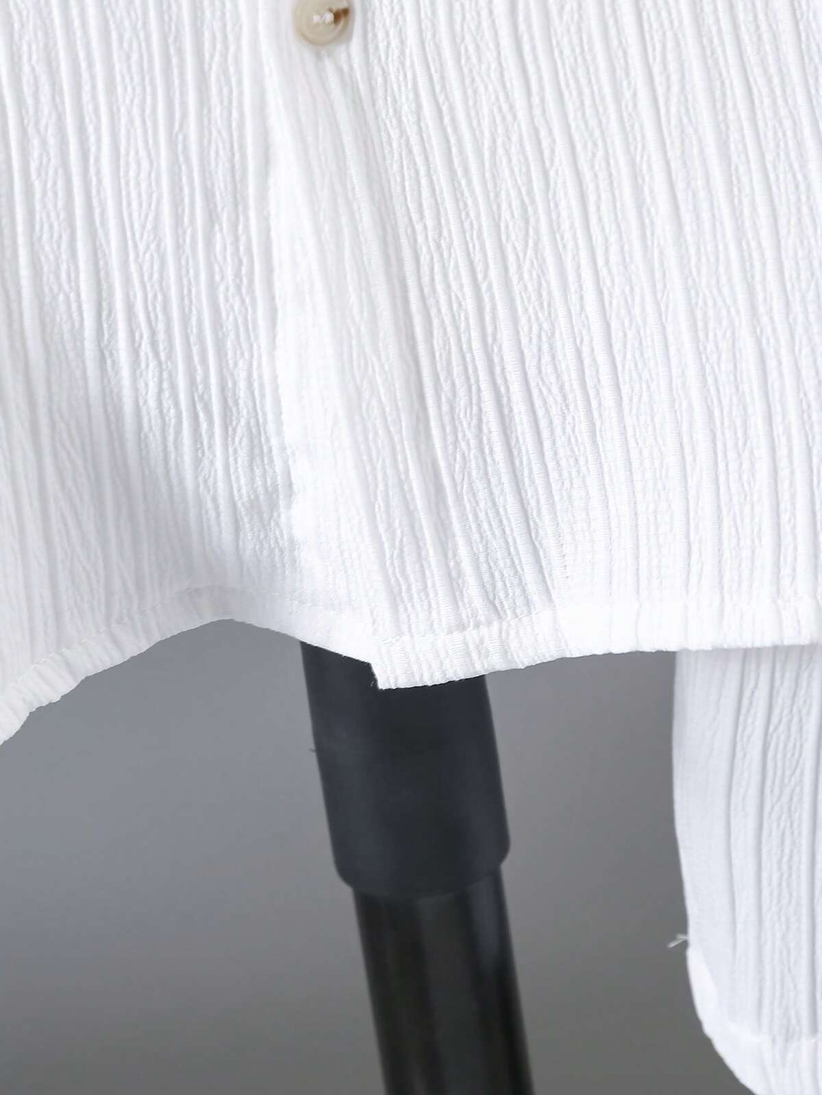 2 pièces/Set Chemise à col mao et short en tissu texturé pour garçons, été, âges 8-15 5