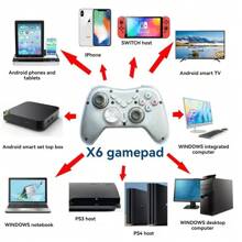 6 pièces Accessoires de jeu sans fil Manette Bluetooth 450mAh pour ordinateur et télévision