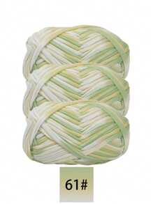 3 pièces Ruban de satin en polyester, environ 300g, mélange multicolore de fil doux en tissu - pour pantoufles au crochet DIY, sacs, panier de rangement (design d'emballage assorti)