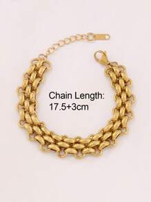 1 Peça Pulseira de Aço Inoxidável Feminina e Masculina, Design de Moda, Pulseira de Corrente Cubana Resistente, À Prova d''Água, Joia
