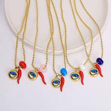 1 件土耳其邪眼项链幸运蓝眼灯工吊坠红辣椒饰物男女通用时尚珠宝项链 - 時尚項鍊 - 查看 3