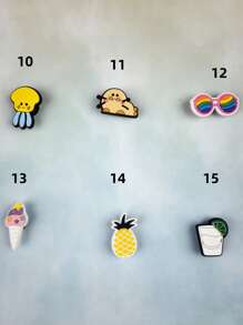 1 Set Of 15pcs Turtle & Coconut Tree Cartoon Print Sandal Charms And Bracelet DIY Accessories, Customizable Slippers And Phone Decoration, Suitable For Beach Holiday, Birthday, Festival Gifts