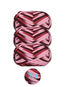 3 pièces Ruban de satin en polyester, environ 300g, mélange multicolore de fil doux en tissu - pour pantoufles au crochet DIY, sacs, panier de rangement (design d'emballage assorti)
