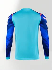 2pcs/Set Soccer Goalkeeper Padded Elbow Long Sleeve T-Shirt With Anti-Slip Chest Stripes + Goalkeeper Shorts, Breathable, Elastic Waist Pants For Training, Matches