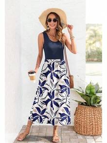 Women's Summer Maxi Dress 2025 Casual Sleeveless Hawaiian Sundress Tropical Long Dress Beach Vacation Outfit - White - View 3
