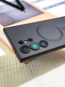 奢华哑光磁吸无线充电TPU手机壳，带镜头保护膜，兼容三星Galaxy S25 S24 S23 S22 S21 Ultra S25 Plus A55 56 - 黑色 - 查看 6